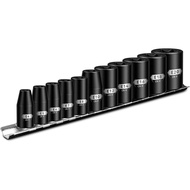 Set Soket BLACKROBOT E Torx & Bintang Dengan Rel, Soket Luaran Wanita 11 Keping, Kit Torx Terbalik T