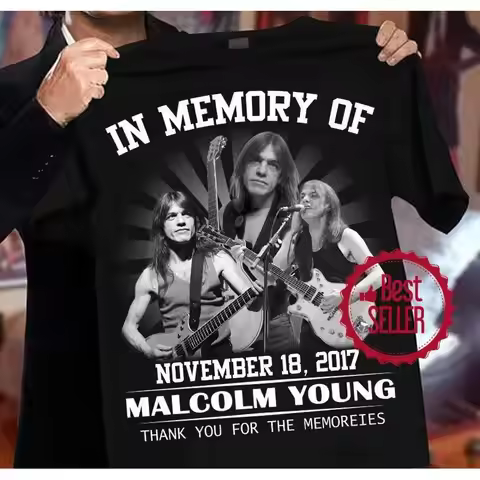 Malcolm Young Memory Men T-shirt Black Tee All Sizes TA5260
