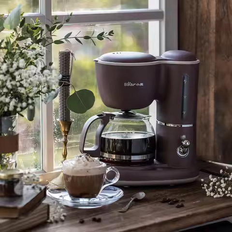 220V Fully Automatic Coffee Machine 600ML Drip Filter Small Multi-functional Coffee Machine Drip Fil