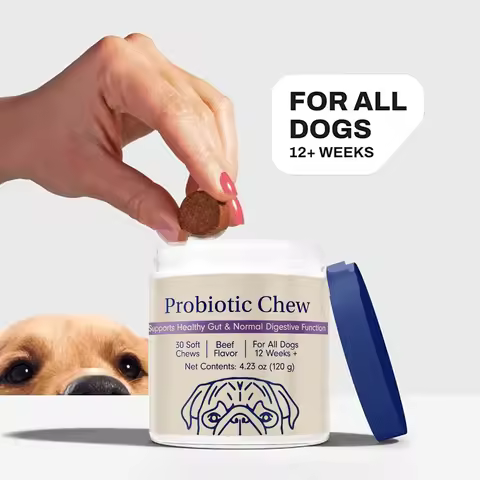 Probiotics Chew for Dogs 12 Weeks+, Support Gut Health, Occasional Diarrhea, Digestive Health & Seas