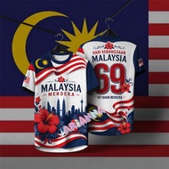 Hari Merdeka 2026 Malaysia T-Shirt. 69th Independence Day Jalur Gemilang Patriotic Tee. Full Sublima