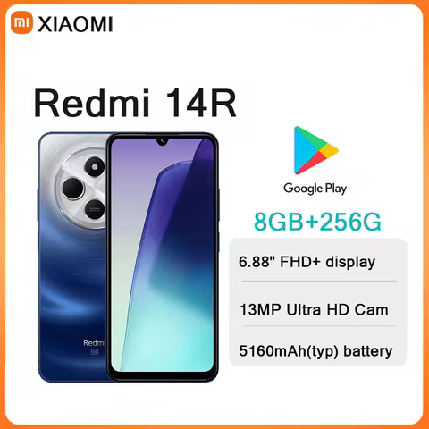 Redmi 14R 6.88" 120Hz Screen Android Phone 8GB+256GB 13MP Camera 5160mAh Big Battery Dual SIM 2026 N