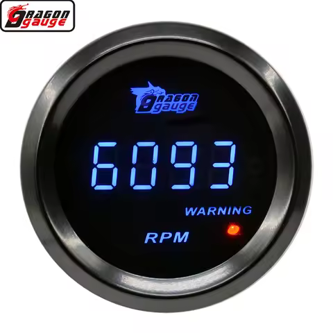 Dragon 52mm 2" Blue LED BackLight Electronic Digital Auto Tachometer Gauge Gasoline Engine 9999 RPM