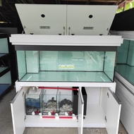 Aquarium kabinet fullset 150x60x60 10mm - instalasi pipa ty - Premier white 