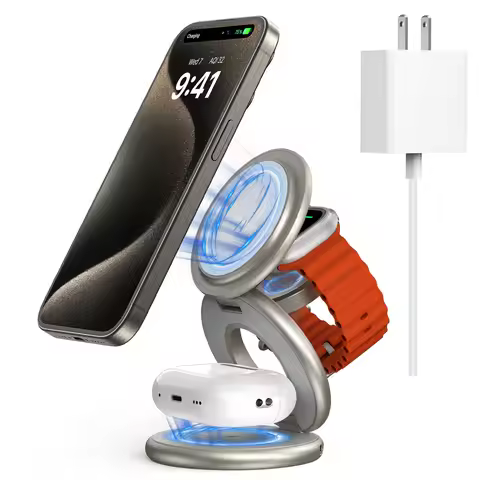 KUXIU X63 3 in 1 Wireless Charger Stand For iPhone 17 16 15 14 13 Pro/Max/Plus,Apple Watch 9 8 7 6,A