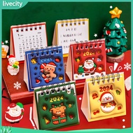 livecity|  New Year Calendar Mini Desk Calendar 2023-2024 Mini Christmas Cartoon Desk Calendar Monthly Schedule Planner Portable New Year Desktop Calendar Southeast Asian Buyer's