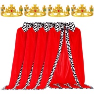 4 Pieces King Robe Queen Robe for Adult King Cape King Royal Costume with Gold King Crown for Birthd