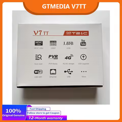 GTMEDIA V7TT Terrestrial TV Receiver DVB-T/T2 Cable Decoder H.265 HEVC 10bit Tuner support USB Wifi 