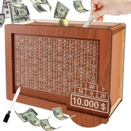 Money Box Piggy Bank Wood Money Bank, Reusable Money Box with Saving Money Goals Counter Money Stora