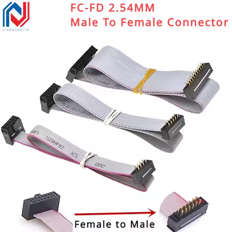 2Pcs FC-FD DC4 IDC 2.54MM Pitch Male To Female Connector 6P/8/10/12/14/16/20/24/26/30/34/40 Pin Flat