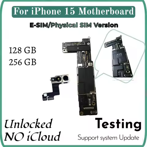 Tested Well Logic Board For iPhone 15 Motherboard Unlocked With/NO Face ID Clean iCloud E-SIM/SIM Ve