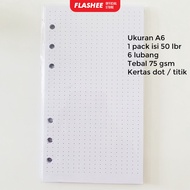 Flashee Loose Leaf A6 Isi Kertas Binder Kertas File A6 6 Ring B5 Bergaris Polos Grid Kotak Dot Titik