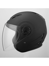 1 件啞光黑色復古摩托車/電動自行車頭盔,男女通用安全頭盔