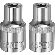 HARFINGTON 2pcs E-Torx Socket 1/4" Drive E7 External Torx Deep Socket CR-V 6 Point Spline Socket Sta