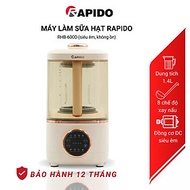 Máy làm sữa hạt 1.4L Rapido RHB-600D 500W xay nấu nhanh, cách âm hiệu quả, 8 chức năng nấu tự động -