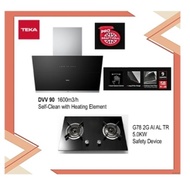 Teka DVV90 Vertical Hood (1600m3/h) Touch Control with Hand Gesture + Hob G 78 2G AI AL TR (5.0KW) with Free Gift