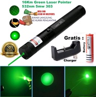 PROMO!! ASLI - Green Laser Pointer 303 / Laser Hijau Variasi / Senter Laser Jarak 22km Recharge /