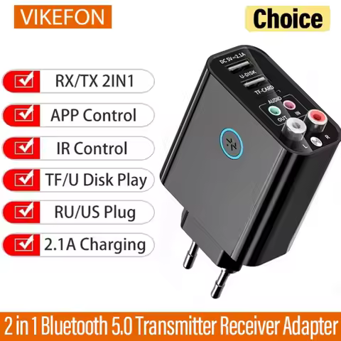 2 in 1 Bluetooth 5.0 Transmitter Receiver Stereo Wireless Audio Adapter Disk Play Quick Charge For H