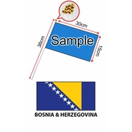 Bosnia & Herzegovina Hand Flag With Stick (15x30cm)/ Bendera Tangan Dunia Bosnia & Herzegovina (15x3