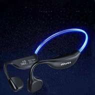 AWEI用維新款氣傳導運動掛脖藍牙耳機A895BL發光掛耳式炫彩夜跑燈