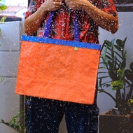 กระเป๋าถุงผ้าพีพีสาน (PP Woven Fabric) ทรง Market bao สีส้ม