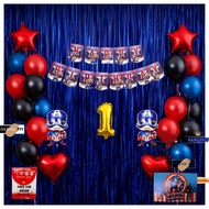50Pcs Balloon Set Boys Birthday Party Decoration Happy Birthday Banner Spiderman Captain America Hap