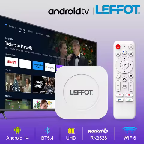LEFFOT M1Plus TV Box Wifi6 BT5.4 4K@60fps 8K Google Media Playe IPTV Set Top Box Android14.0 Rockchi