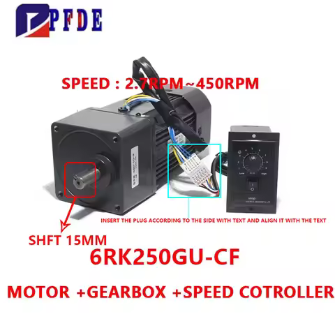 6RK250GU-CF 250W Micro AC Motor 220V Single Phase Asynchronous Motor Gear Motor 15mm Shaft+ Speed Co