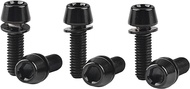 Wanyifa Titanium Ti Allen Hex M5 16mm Tapered Head Bolt with Washer Screw for Bicycle Stem Parts Pack of 6 (Black, M5x16mm)