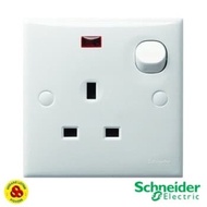 Schneider AC 3Pin Classic E15NR_WE 3 Pin Socket AC with Indicator Lamp White 3 Pin Plug