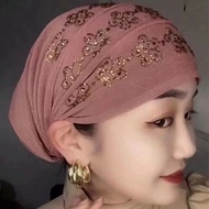 Rhinestone Turban Hijab Cap - Muslimah Glitter Headwear Glitter Rhinestone Turban Cap