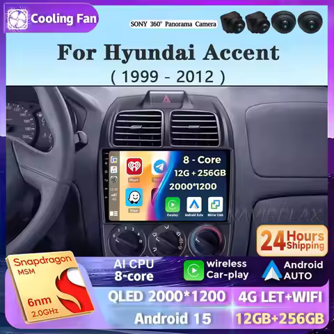 Android 15 Car Radio For Hyundai Verna Accent II 2 1999 - 2012 Navigation GPS Screen Android Auto 5G