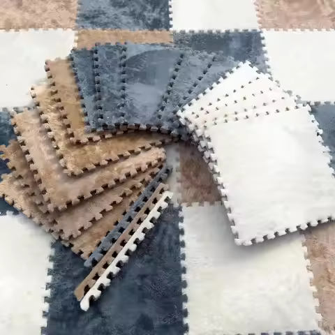 Interlocking Foam Carpet Tiles 30 x 30 cm, Kids Carpet Squares Protective Floor Mats Crawling Exerci