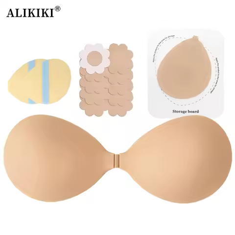 Cleavage Lift Silicone Stick-on Bra Replaceable Adhesive Sticky Bra Push Up Invisible Strapless Back