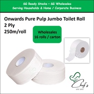 [Wholesale] Onwards Jumbo Toilet Roll Pure Pulp 2ply 250meters | Big Size Extra Large Roll | Commerc
