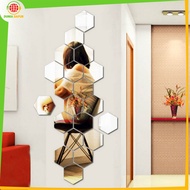 EC Hexagonal Glass Sticker UK 180X156X90MM Mirror Wall Decoration / Shatterproof Hexagonal Wall Mirr