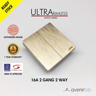 reTouch Ultra Rimless 2 Gang 2 Way 16A Wall Switch SIRIM Approved [GOLD]
