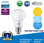 (SG) Philips LED Bulb A60 E27 6W/8W/10W/12W 3000K/4000K/6500K