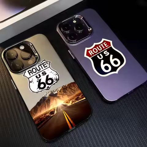 America Route 66 Logo Phone Case For IPhone 17 16 15 14 13 12 11 Pro Max Air Multicolor Matte Laser 
