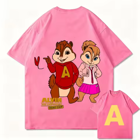 Alvin and Chipmunk Children's T-shirt Camisa S/P Promotion Animation Printed T-shirt Top Retro Modal