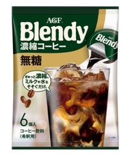 全新 最後 2袋 日本製造 知名日本咖啡品牌 AGF Blendy 系列 即沖濃縮深度烘焙無糖咖啡液 6入 x 18g = 108g Instant Dark Roast Coffee 6's Sugar Free 非即溶咖啡粉 1個沖1杯