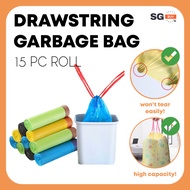 15 Pc Trash Bag Drawstring Garbage Bag Drawstring Drawstring Trash Bag | Rubbish Bag Dustbin Plastic