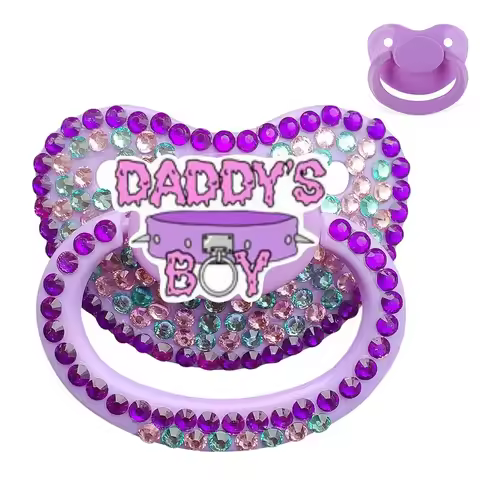 100% Handmake Cute Purple Necklace Pattern Adult Baby Pacifier Silicone Adult size Pacifier abdl Dad