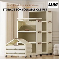 40/48cm Foldable Storage Cabinet Household Plastic Kitchen Cabinet Storage Organizer Almari Dapur
