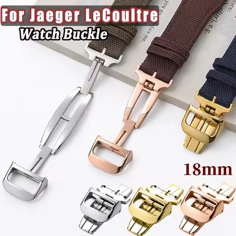 18mm Deployment Butterfly Buckle for Jaeger LeCoultre Watch for Silicone Cowhide Strap Steel Folding