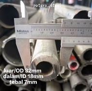 pipa besi luar/OD 32mm dalam/ID 18mm tebal 7mm ukuran 10-100cm