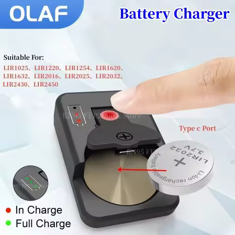 Rechargeable Button Battery Charger for LIR1025/1220/1254/1620/1632/2016/2025/2032/2430/2450 Type C 