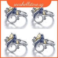 Women Plated Silver Sapphire Sea Horse Wedding Engagement Party Gift Cool Ring