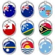 Australia National Flag Keychain Wholesale Ocean New Zealand Fiji Tanga Tuva Lunalu Glass Pendant