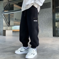 5WV7 Fashionable Comfortable Spring Autumn Winter Fleece Lining Thickened Solid Color Tie-up Boys Ca